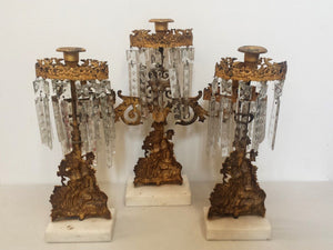 FINE 19TH CENTURY 3 PIECE GIRANDOLE CANDELABRA SET