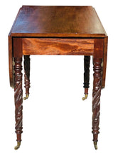 Load image into Gallery viewer, 19TH C ANTIQUE NEW YORK SHERATON MAHOGANY DROP LEAF TABLE ~ ACANTHUS CARVED LEGS