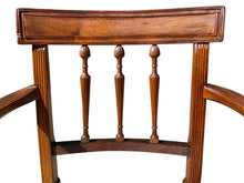 Load image into Gallery viewer, 19TH C ANTIQUE FEDERAL PERIOD MAHOGANY ARM CHAIR W/ FOLK ART EMBROIDERED SEAT