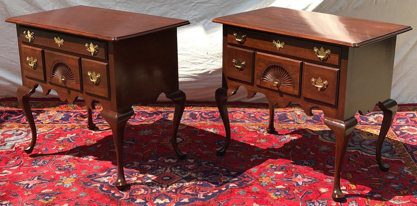 PAIR OF CHIPPENDALE STYLED CHERRY LOWBOYS BY HITCHCOCK FURNITURE