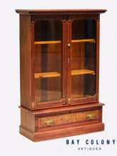 Load image into Gallery viewer, 19TH C VICTORIAN WALNUT DOUBLE DOOR ANTIQUE BOOKCASE / CHINA ~ VERY CLEAN