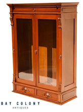 Load image into Gallery viewer, 19TH C ANTIQUE VICTORIAN SOUTHERN WALNUT RIFLE CABINET / BOOKCASE