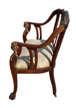Load image into Gallery viewer, Antique Art Nouveau Mahogany Settee With Figural Carvings Attributed Rj Horner