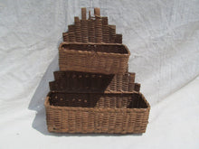 Load image into Gallery viewer, ANTIQUE DOUBLE TIERED SPLINT WOVEN WALL BASKET