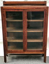 Load image into Gallery viewer, EARLY 20TH C. TIGER OAK ARTS &amp; CRAFTS ANTIQUE BOOKCASE / CHINA CABINET