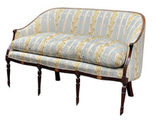 Load image into Gallery viewer, 20th C Antique Sheraton Mahogany Sofa W/ Reeded Legs &amp; Conch Shell Inlay
