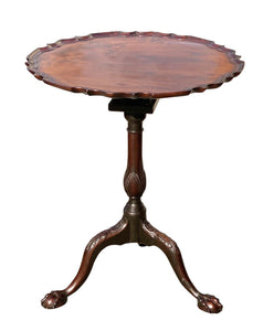 18th C Antique Charleston Mahogany Pie Crust Kettle Stand / Tea Table