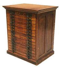 Load image into Gallery viewer, 19th C ANTIQUE VICTORIAN TIGER OAK 15 DRAWER INDUSTRIAL HARDWARE / FILE CABINET
