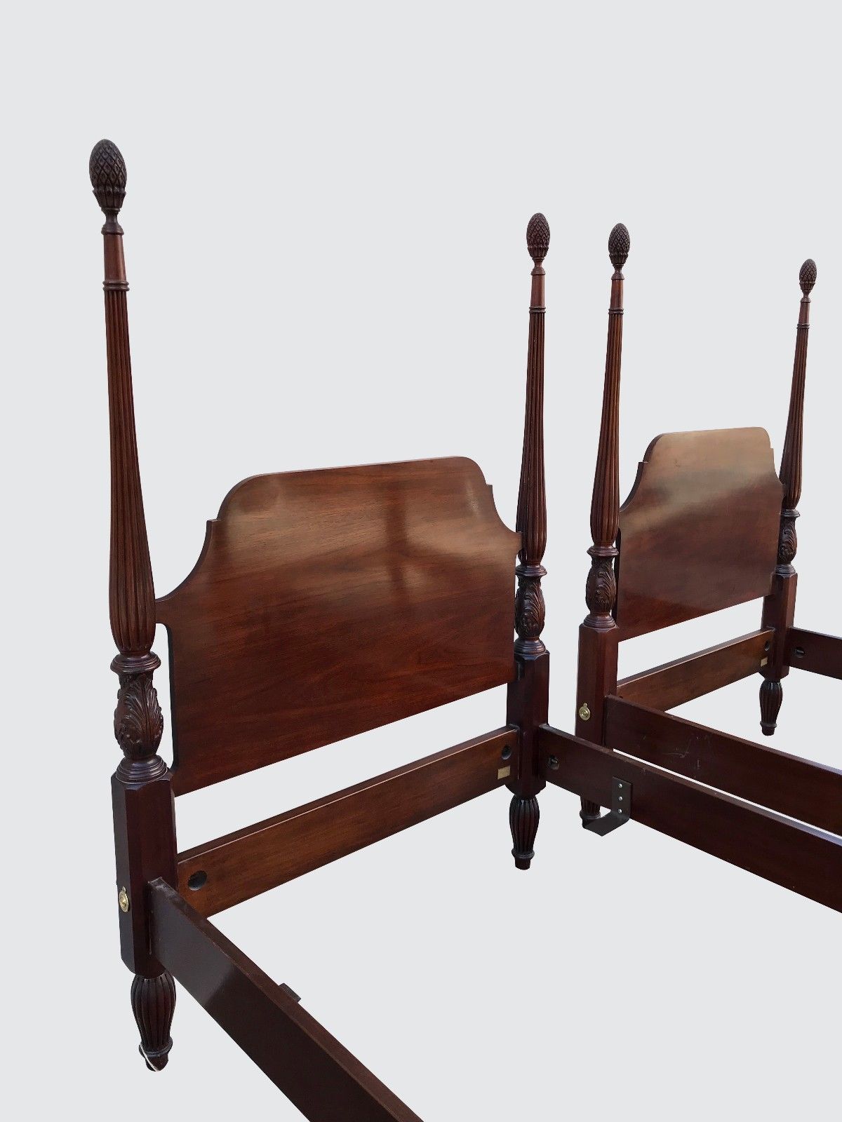 PAIR COUNCIL CRAFTSMAN FOUR POSTER TWIN MAHOGANY BEDS-THE FINEST!