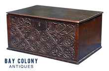 Load image into Gallery viewer, 18th C Antique William &amp; Mary Period Carved Oak Bible Box Dated 1722
