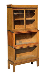 20th C Antique Tiger Oak Globe Wernicke Stacking Barrister Bookcase