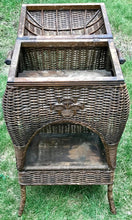Load image into Gallery viewer, ANTIQUE EARLY 20TH C ARTS &amp; CRAFTS HEYWOOD WAKEFIELD WICKER SEWING STAND