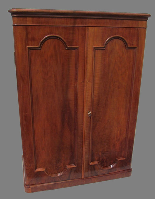 19TH CENTURY VICTORIAN ROSEWOOD OVER SOLID YEW WOOD GENTLEMAN'S WARDROBE