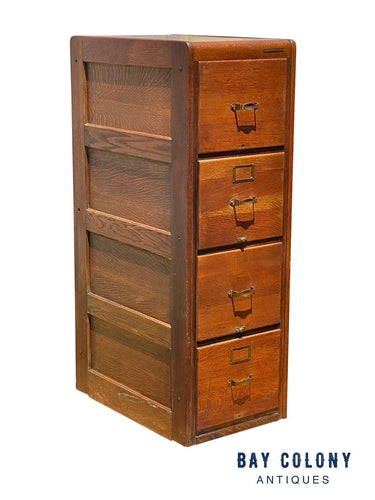 Antique Oak Wood File Cabinet - Library Bureau Sole Makers