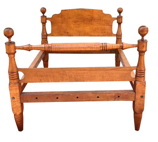 EXCEPTIONALLY FINE SOLID TIGER MAPLE FEDERAL CANNONBALL BED-BOLDEST & BEST GRAIN