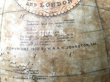 Load image into Gallery viewer, EARLY 20TH C ANTIQUE W &amp; AK JOHNSTON 12 INCH TERRESTRIAL GLOBE ON STAND CA 1908