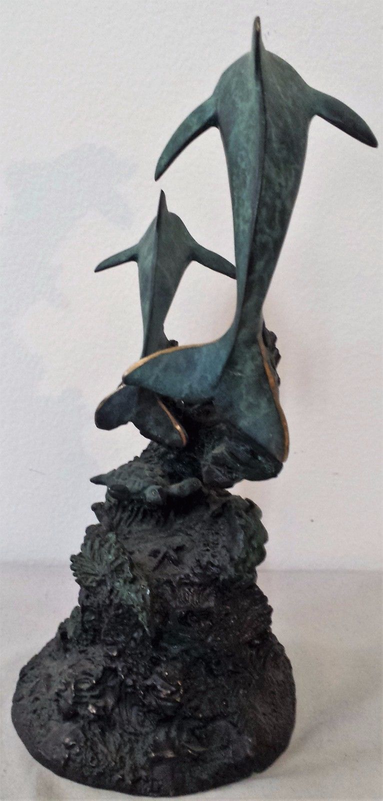 BRONZE STATUE OF DOLPHINS ON REEF BY FAMED NATURALIST ARTIST DAN PARKER-FABULOUS