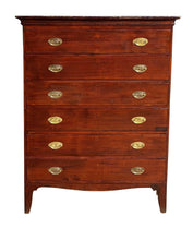 Load image into Gallery viewer, 19th C Antique Cherry 6 Drawer Hepplewhite Dresser / Tall Chest