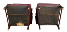 Load image into Gallery viewer, 20th C Chippendale Antique Style Pair Of Tufted Red Leather Wing Back Arm Chairs