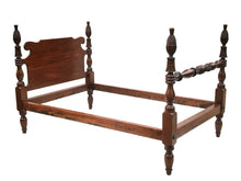 Load image into Gallery viewer, EARLY 20TH C CUSTOM MAHOGANY ANTIQUE SHERATON STYLE PINEAPPLE CARVED BED
