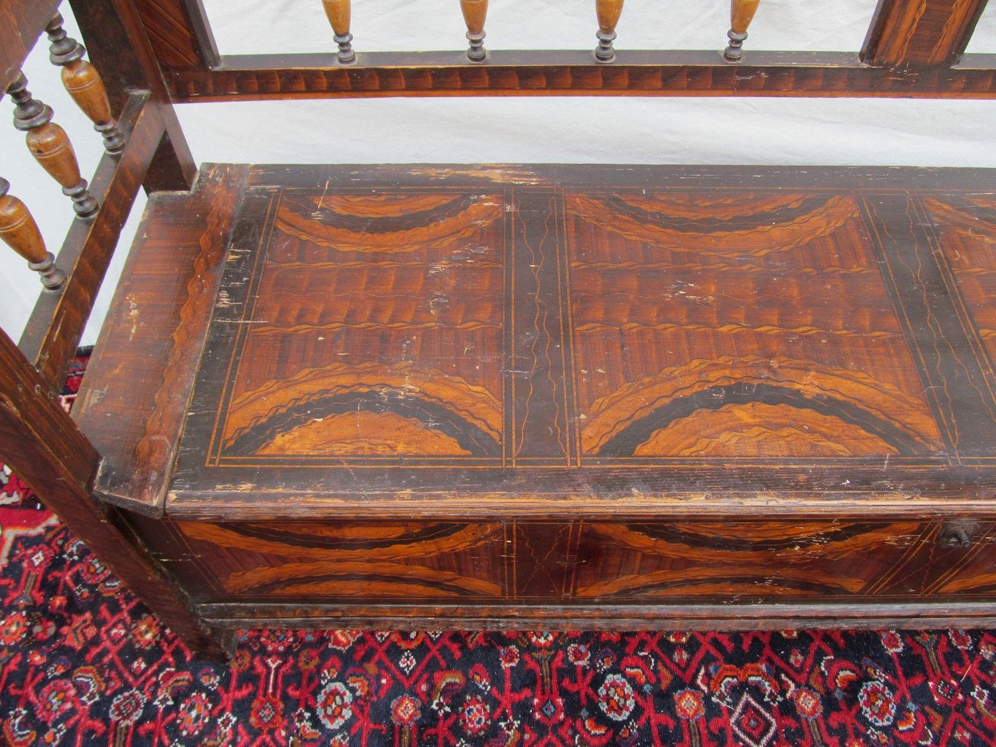 SUPERB EARLY 19TH CENTURY GRAIN PAINTED SETTLE BENCH-EXCEPTIONAL SPECIMEN-LOOK!