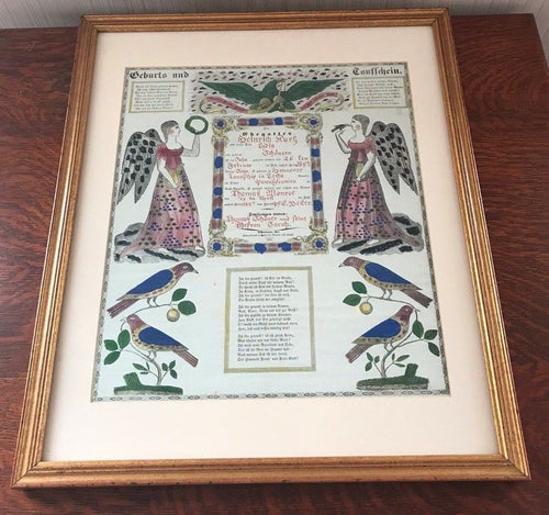 FINELY PAINTED FOLK ART DECORATED BRIGHTLY COLORED 1847 FRAKTUR OF THOMAS MONROE