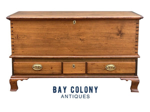 20th C Queen Anne Antique Style Pennsylvania Softwood Blanket Chest with Drawers