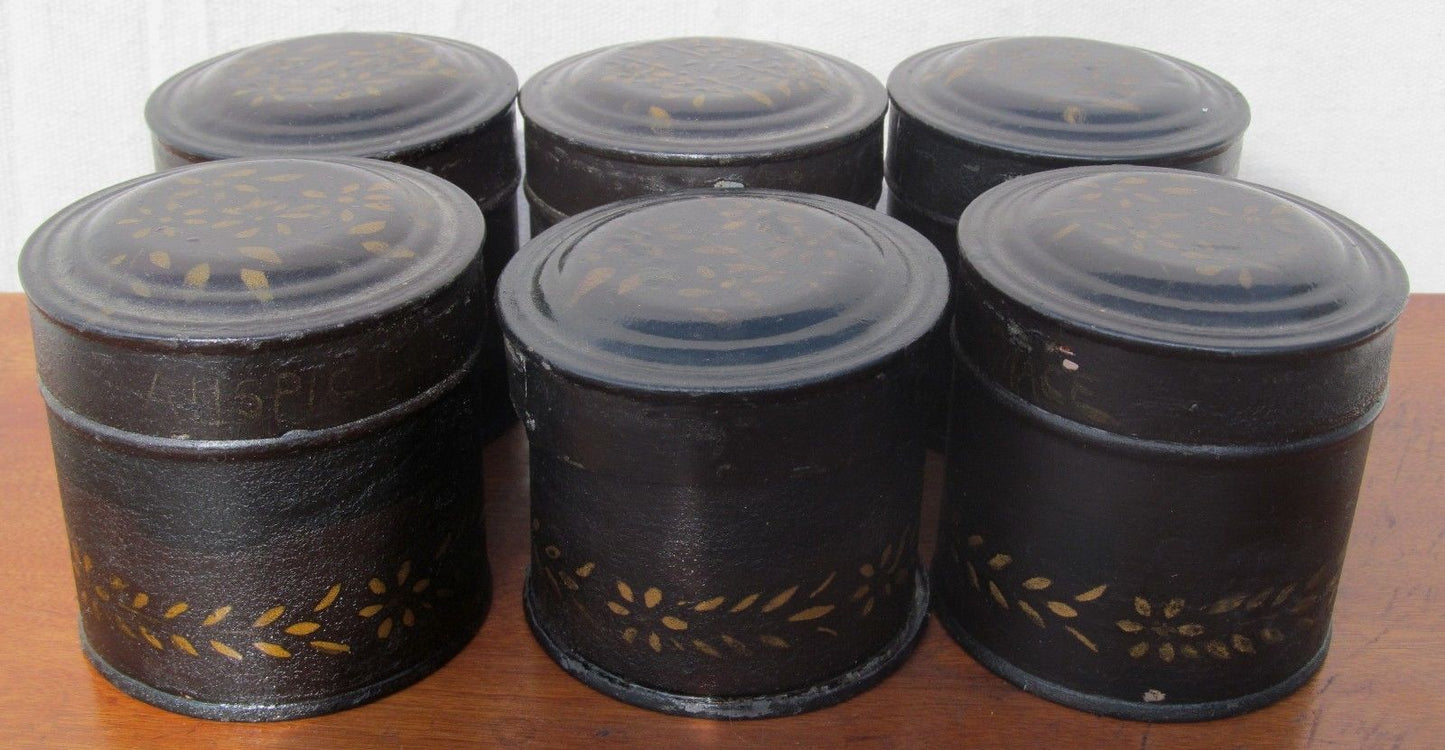 EARLY 19TH CENTURY TOLE WARE SPICE CANISTER SET