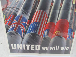 1943 WORLD WAR II UNITED NATIONS WAR POSTER