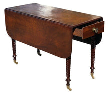 Load image into Gallery viewer, 19TH C ANTIQUE SHERATON MAHOGANY DROP LEAF TABLE W/ ROPE CARVED LEGS