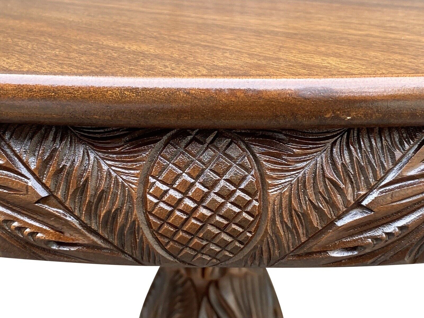 Antique Victorian Mahogany Carved Parlor Table W/ Lion Paw Feet