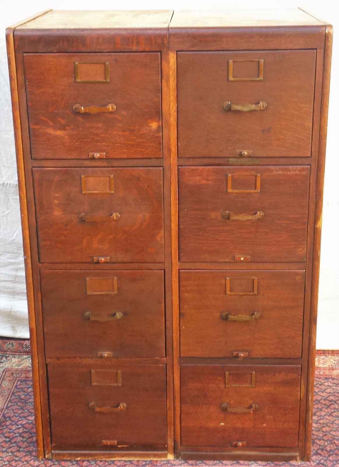 DOUBLE LEGAL SIZED ANTIQUE OAK FILE CABINET BY LIBRARY BUREAU CO