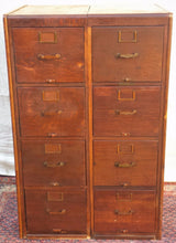 Load image into Gallery viewer, DOUBLE LEGAL SIZED ANTIQUE OAK FILE CABINET BY LIBRARY BUREAU CO