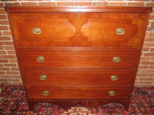 Load image into Gallery viewer, VERMONT HEPPLEWHITE PERIOD FORMED CHERRY INLAID WEDDING CHEST OF DRAWERS