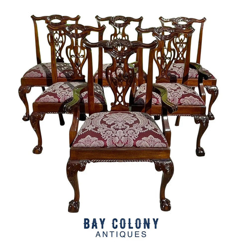 Set of Six Chippendale Philadelphia Style Mahogany Tasselback Dining Chairs