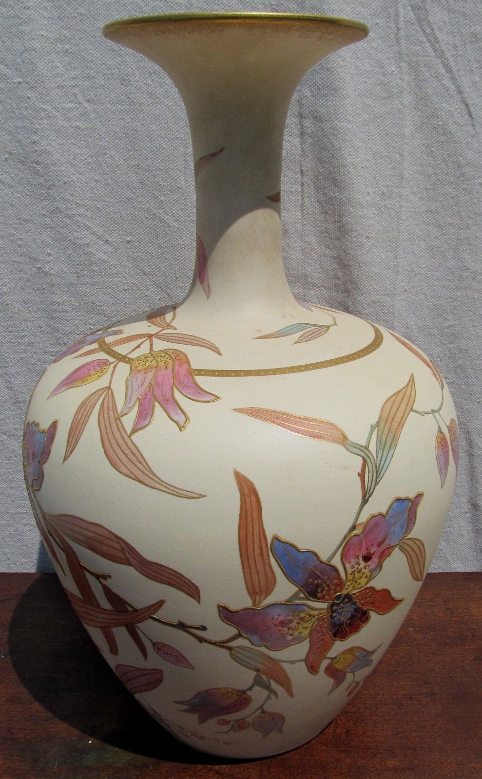 LARGE EXCELLENT STOKE ON TRENT POINTONS FLORAL PAINTED VASE 13 1/2: TALL-BEST!