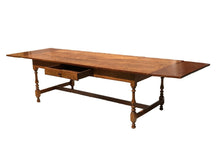 Load image into Gallery viewer, 20TH C MONUMENTAL W&amp;M ANTIQUE STYLE TIGER MAPLE HARVEST / TAVERN / DINING TABLE