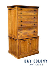 Load image into Gallery viewer, 19TH C ANTIQUE VICTORIAN TIGER OAK 8 DRAWER FILE CABINET