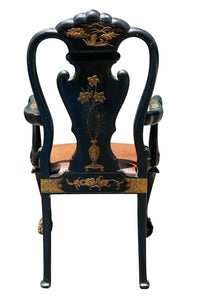 20TH C CHINESE CHIPPENDALE ANTIQUE STYLE DESK CHAIR - CHINOISERIE PAINT