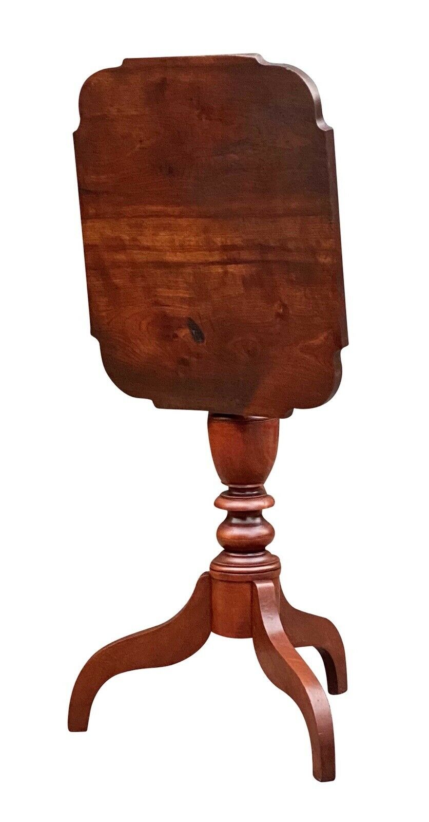 19th C Antique Federal Period Tilt Top Cherry Candle Stand / End Table
