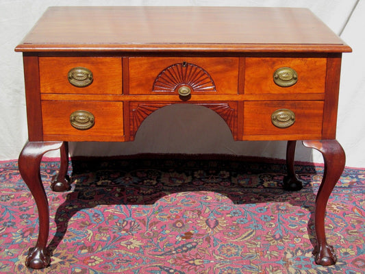 19TH CENTURY BALL & CLAW CHIPPENDALE STYLED MAHOGANY DESK WITH SHELL CARVINGS