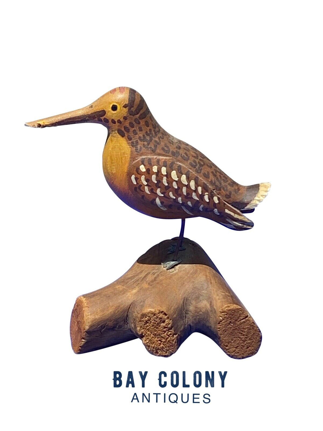 Vintage Carved & Painted Miniature Woodcock Decoy - Bar Harbor Maine Shorebird