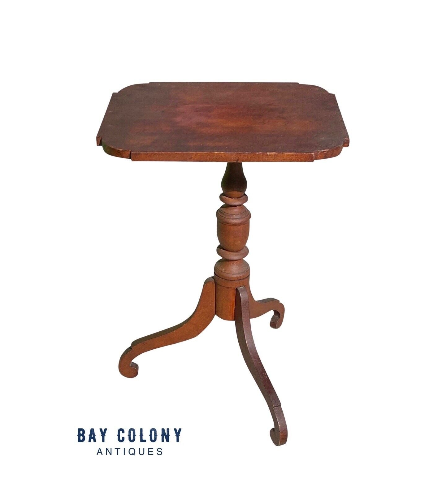 Federal Cherry New England Candlestand With Spider Legs & Ovolo Top Circa 1790