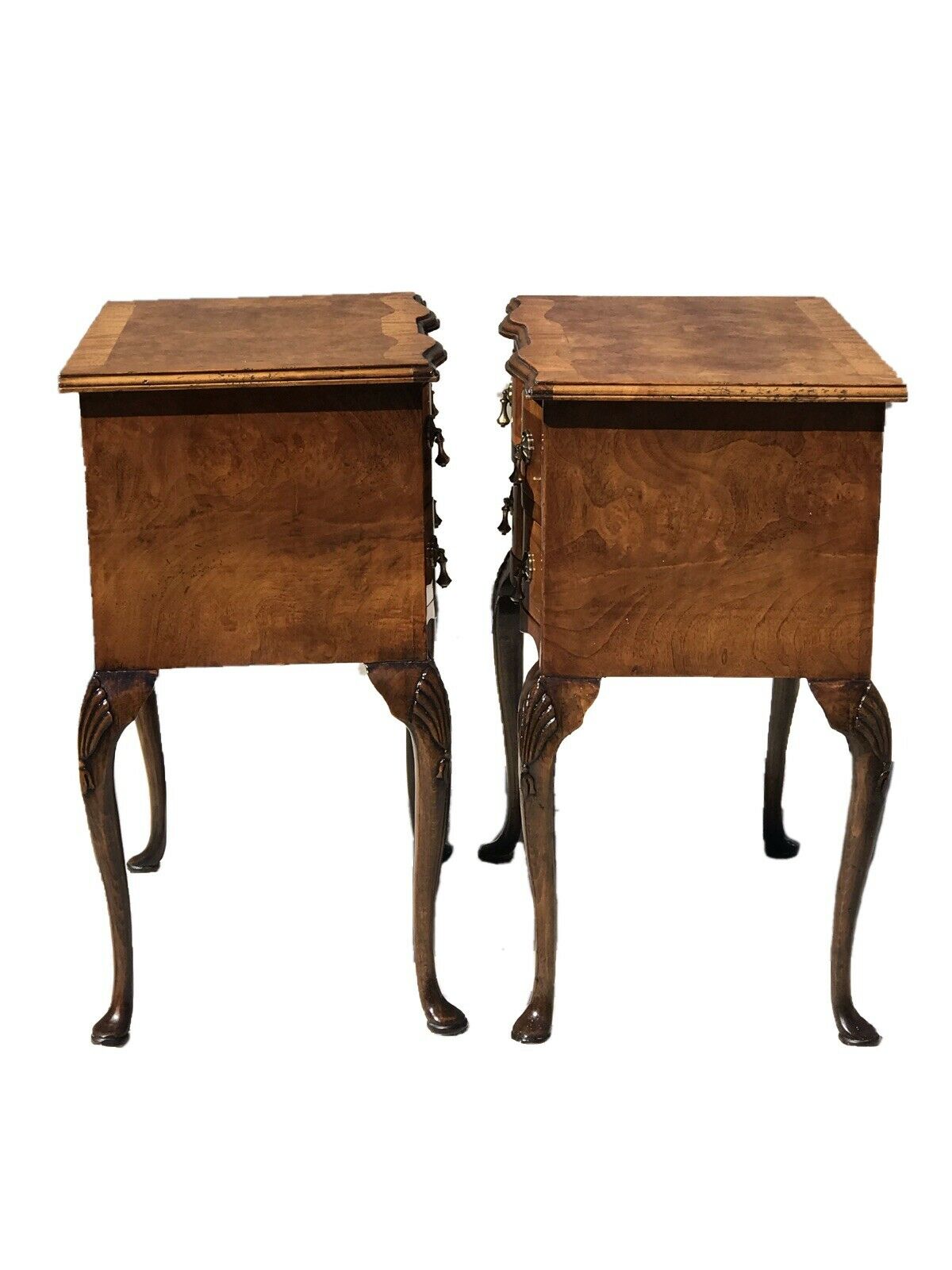 EARLY 20TH C GEORGIAN ANTIQUE STYLE INLAID PARQUETRY NIGHT STANDS