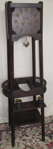 ARTS & CRAFTS MISSION OAK TALL CASE CLOCK WITH TINY OAK BUCKETS -ORIGINAL FINISH