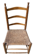 Load image into Gallery viewer, 18th C Antique Queen Anne Maple &amp; Ash Ladderback Chair W/ Splint Seat