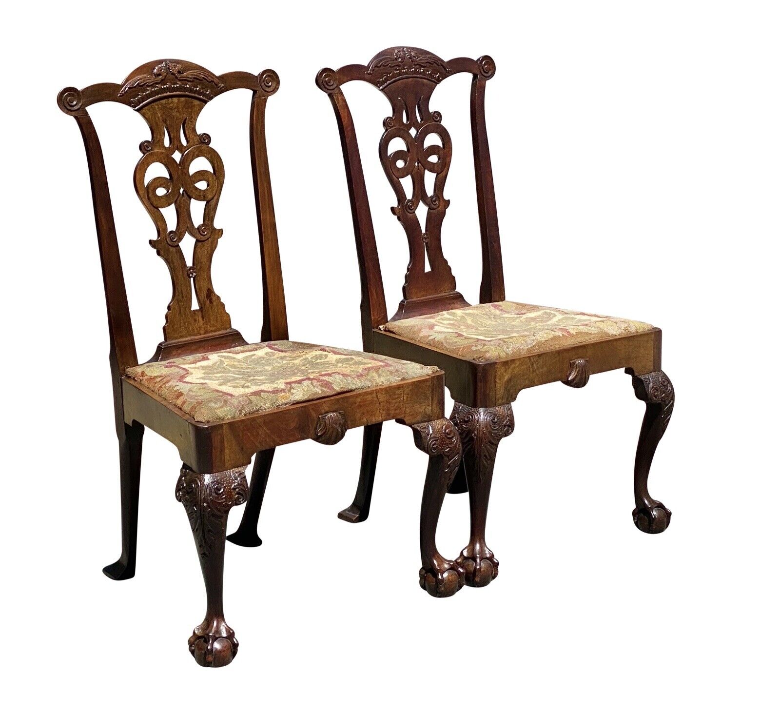 18th C Pair of Antique Irish Chippendale Chairs Irish Phoenix W