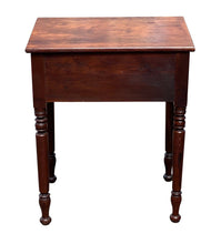 Load image into Gallery viewer, 19TH C ANTIQUE SHERATON MAHOGANY &amp; BIRDS EYE MAPLE WORK TABLE / NIGHT STAND