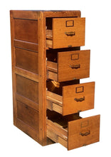 Load image into Gallery viewer, 20th C Antique Arts &amp; Crafts Tiger Oak Four Drawer File Cabinet - Library Bureau