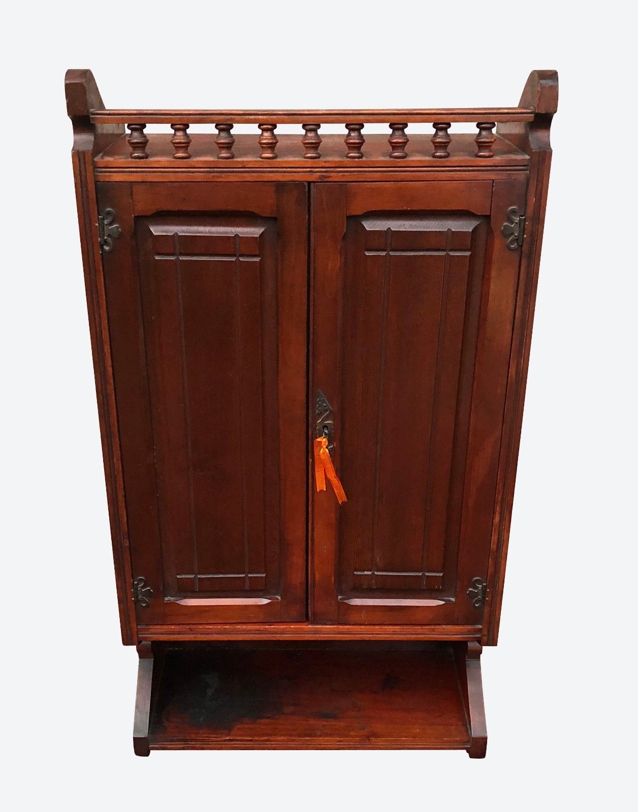EASTLAKE VICTORIAN CHERRY STICK & BALL GALLERY RAISED PANELED WALL HUNG CABINET